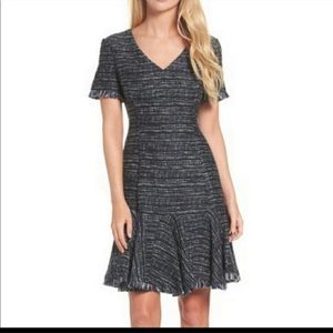 Eliza J Tweed Fit and Flare Navy Dress
